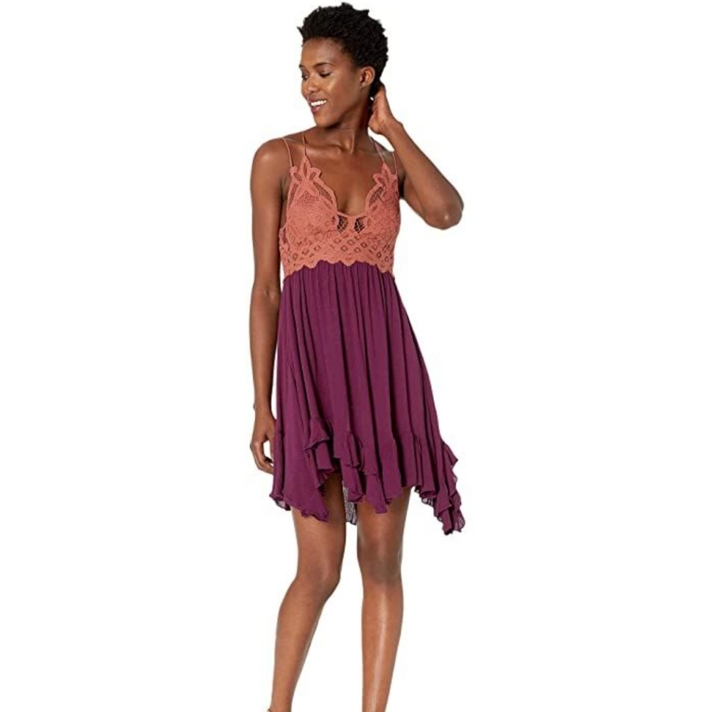 Free People Adella Slip Dress Copper Combo Small - Picture 2 of 10